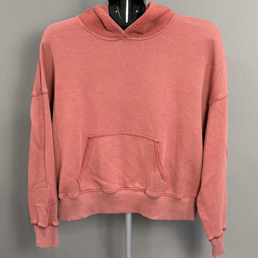 American Eagle Sweatshirt Womens Medium Pink Cropped Hoodie Pullover Casual